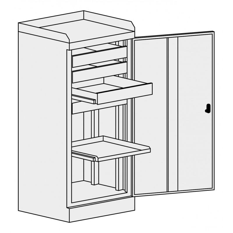 Armoire d'atelier basse - 2 modèles disponibles avec tiroirs, étagères coulissantes et plan de travail_2