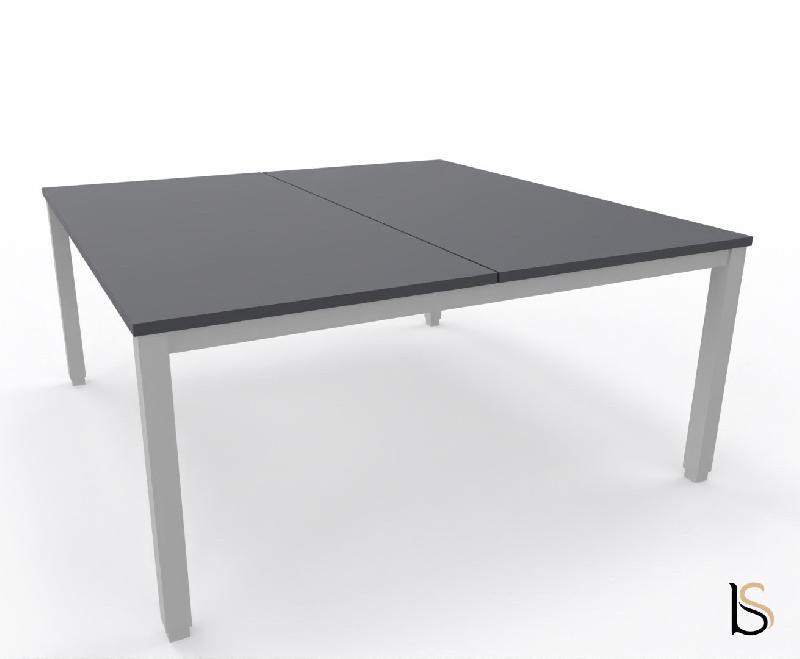 Bureau 2 personnes Tempo avec passe-câbles  - Mobel Linea - 120, Alu, Anthracite_2