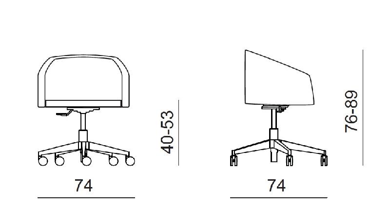 Fauteuil d'accueil sur roulettes ALIAS - Officity. - Noir_2