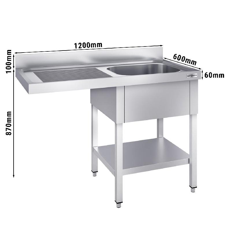 Plonge Inox 1 bac avec passage lave-vaisselle - P 600 - GGM - 1200 mm bac à droite_2