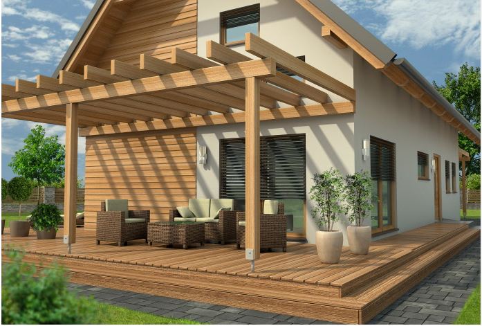 Maison à ossature en bois à demi-niveaux galerija / surface habitable 211.65 m² / toit double pente_2