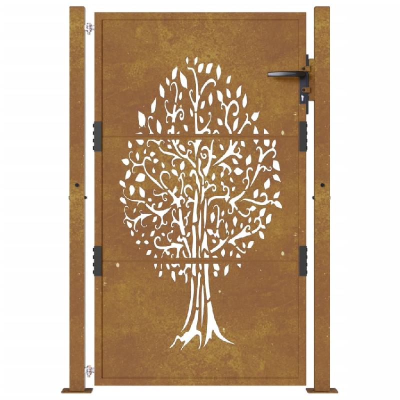 Vidaxl portail de jardin 105x155 cm acier corten conception de l'arbre 153163_2