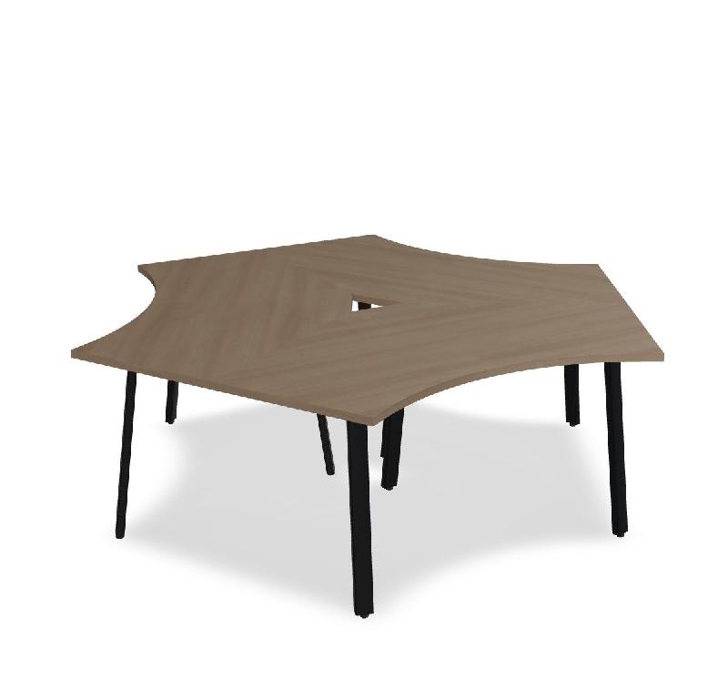 Bureau bench 3 personnes Ogi A - MDD. - Noir, Cacao_2