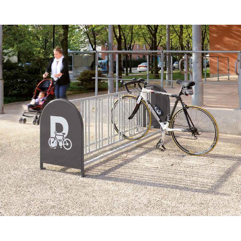 Support cycles 16 places - acier galvanisé et panneaux latéraux laqués gris PROCITY® - ref : 204760_2