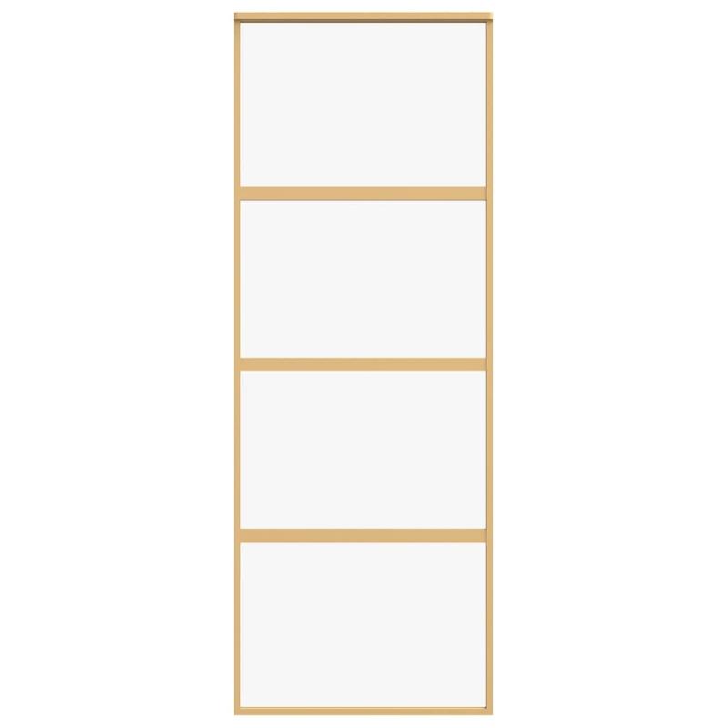 Vidaxl porte coulissante doré 76x205 cm verre esg clair et aluminium 155178_2