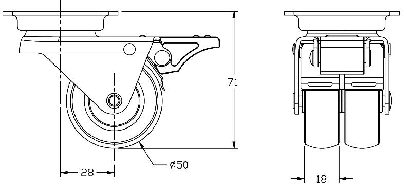 Roulette double 50mm 2