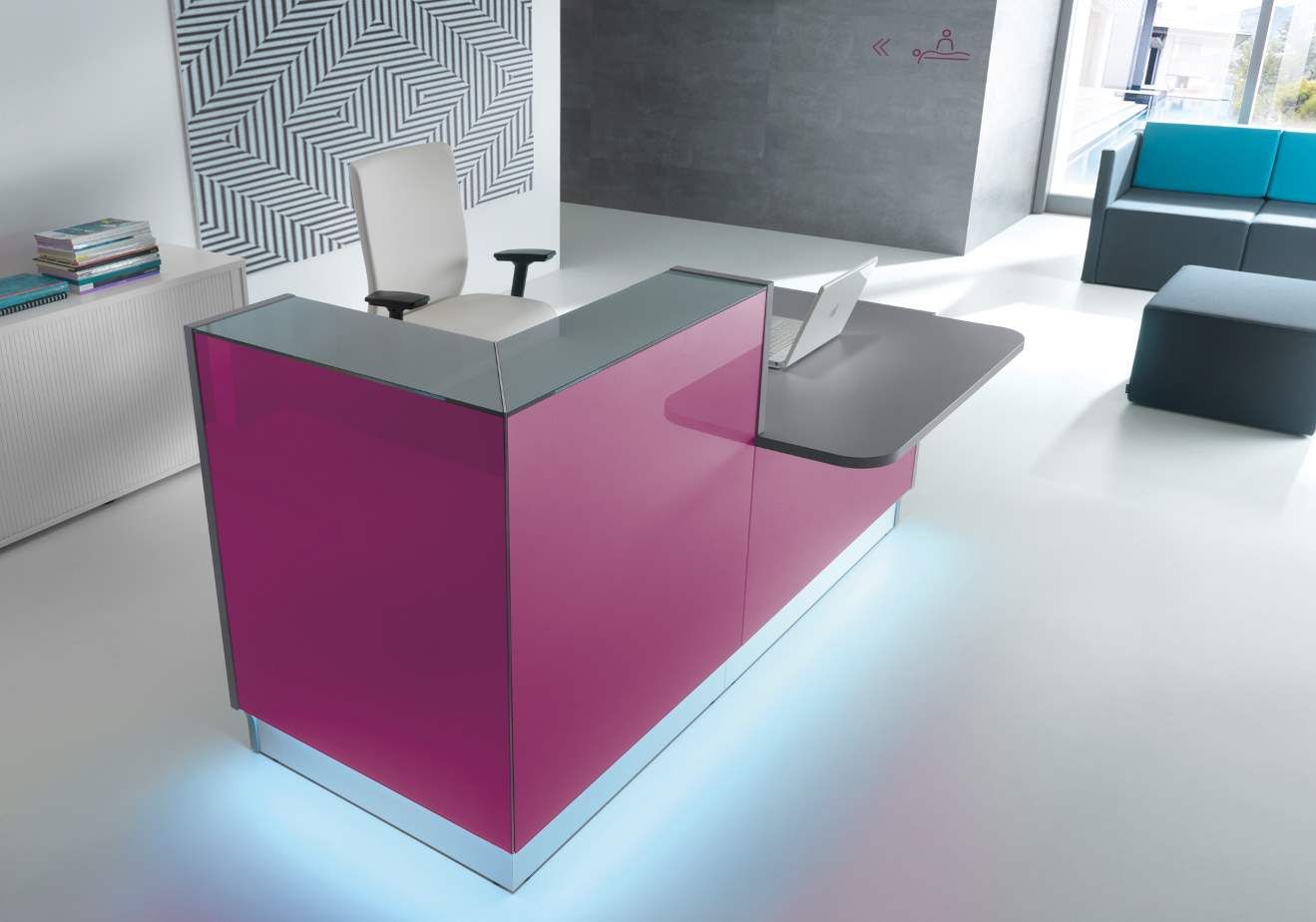 Banque d'accueil ligna en verre laque, design_2