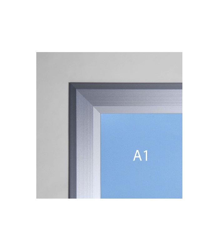 Cadre d'affichage clic clac double face en aluminium gris à adhésiver - Référence : BCS-A1-DS_2