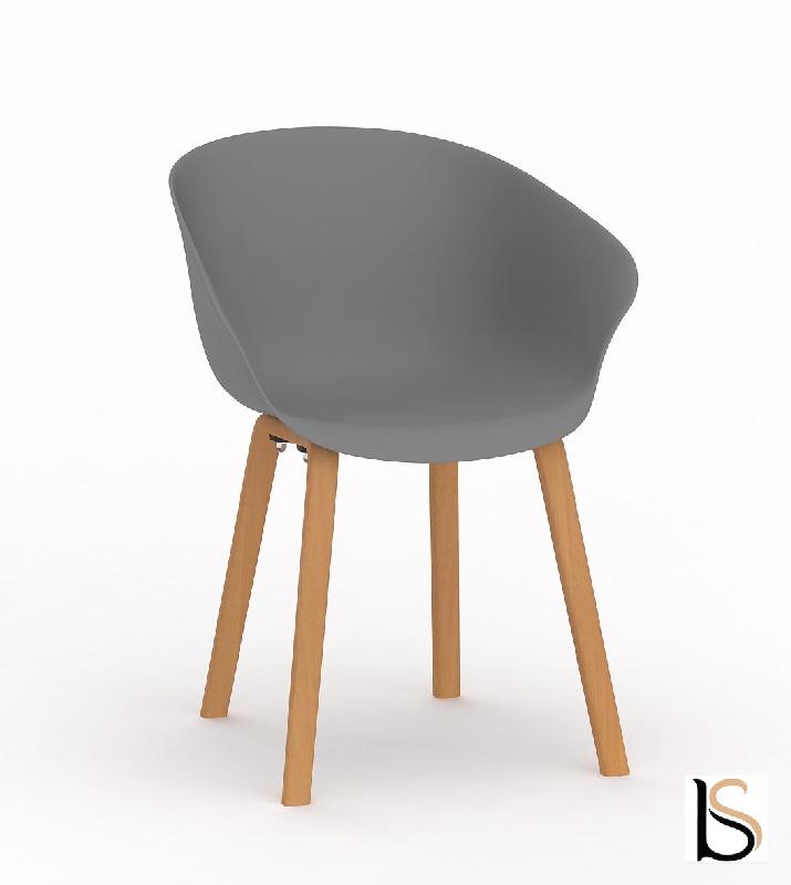 Lot de 4 chaises visiteurs Hop - Mobel Linea. - Gris_2