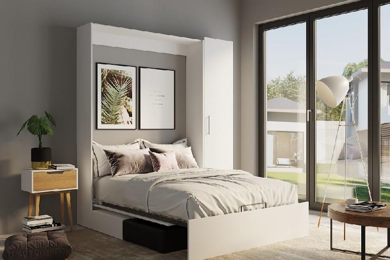 Composition lit escamotable Dynamo Sofa - Canapé noir 140x200 cm avec rangement - Blanc - L : 205 cm_2