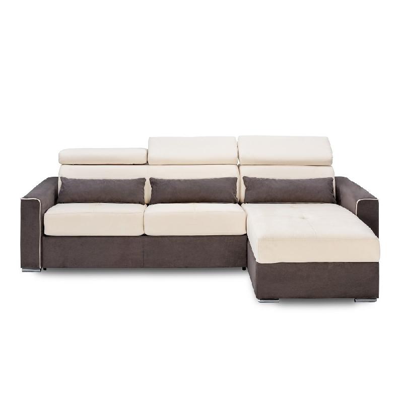 Canapé d'angle convertible express Canberra - Matelas 16 cm - Bicolore microfibre ivoire et gris anthracite - Fabrication italienne_2