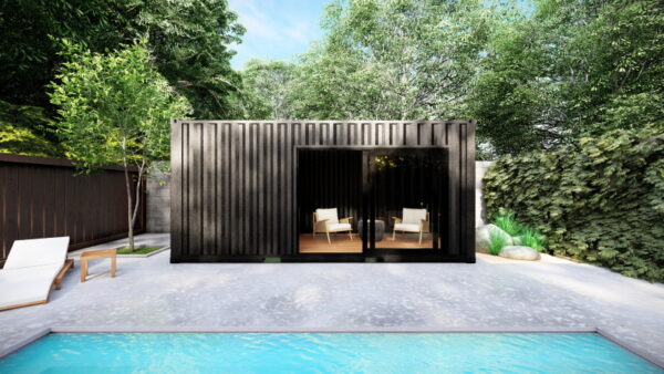 Container pool house avec baie vitrée coulissante et local fermé - H 2,60 m x L 6,06 m x l 2,44 m - 20 pieds_2