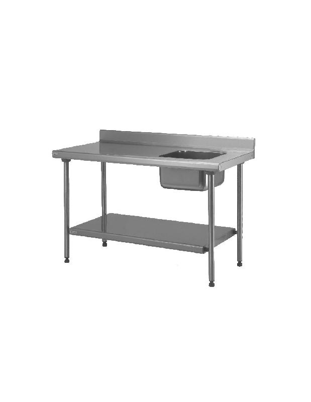 Table inox du chef Tournus Equipement - un bac à droite 400x400x250 mm - étagère basse_2