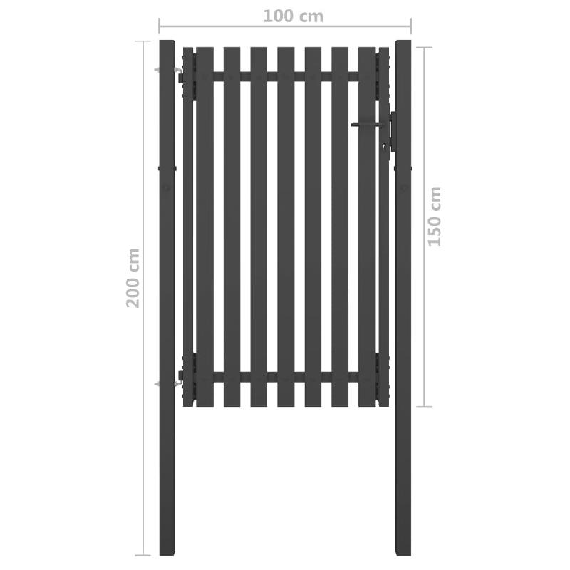 Vidaxl portail de clôture de jardin acier 1x2 m anthracite 146330_2