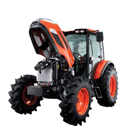 Tracteur agricole équipé d'attelage trois points catégorie II et télescopiques Kioti Px1153pc