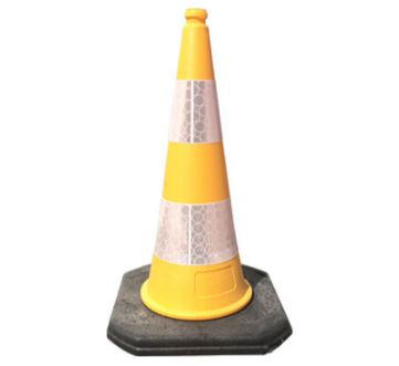 28250 - Cône de chantier K5a pour virages - Lesté - Caoutchouc et Polyéthylène - 3 coloris et 2 hauteurs au choix_2