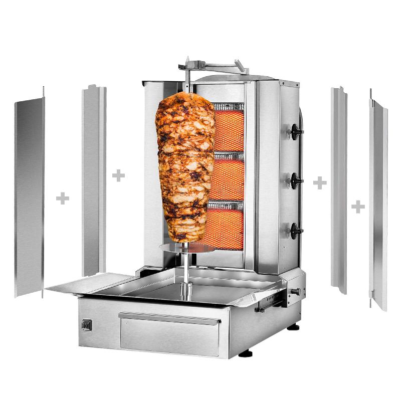 Grill Döner kebab gaz 3 brûleurs max 40 kg avec tôle de protection - moteur en bas_2