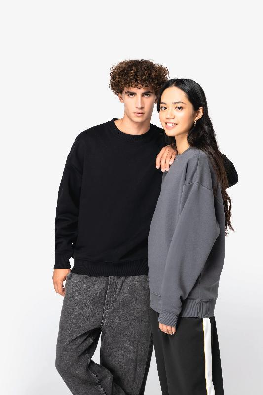 Sweat-shirt écoresponsable à col rond oversize unisexe - 85% coton biologique et 15% polyester recyclé - Réf: NS407_2