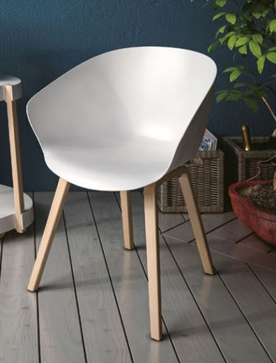 Ensemble de 4 fauteuils HOP - Pieds bois - Monocoque en polypropylène - Référence 8081 SR M_2