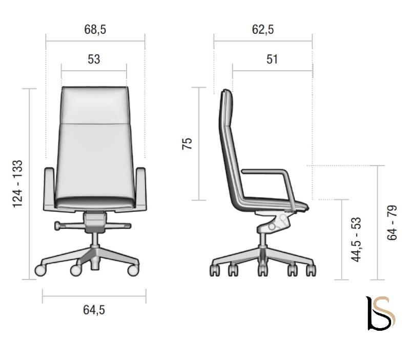 Fauteuil de direction Atos - Mobel Linea - cuir gris_2
