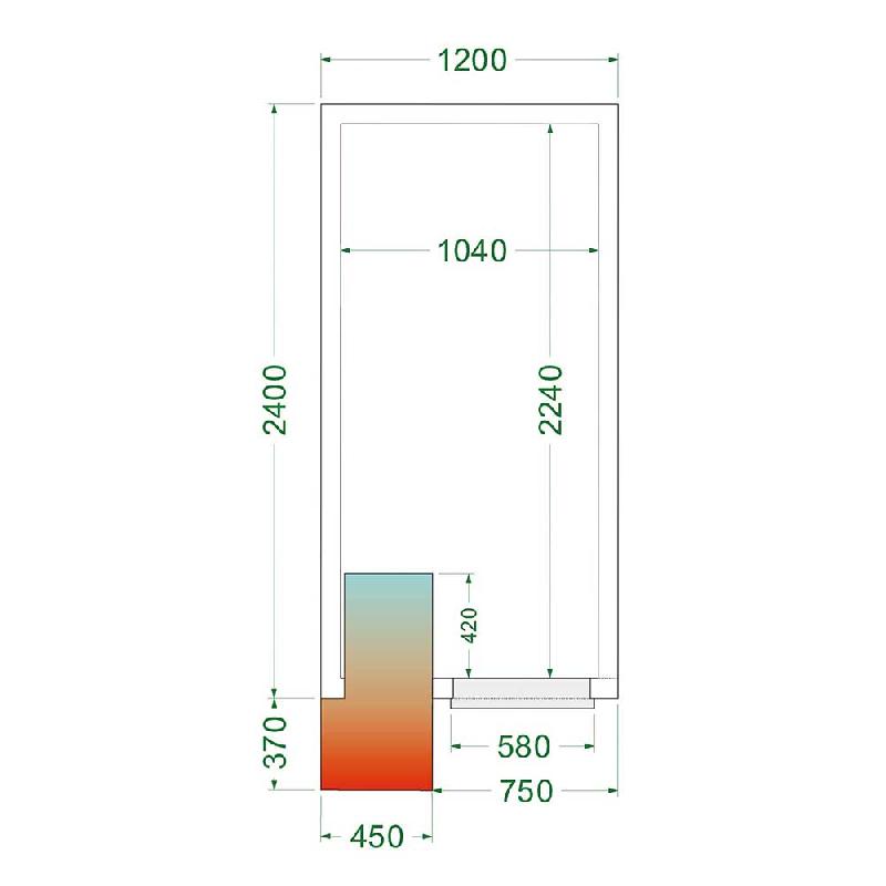 Chambre froide positive 4,75 m3 (1200 x 2400 x 2200 mm) avec monobloc de paroi_2