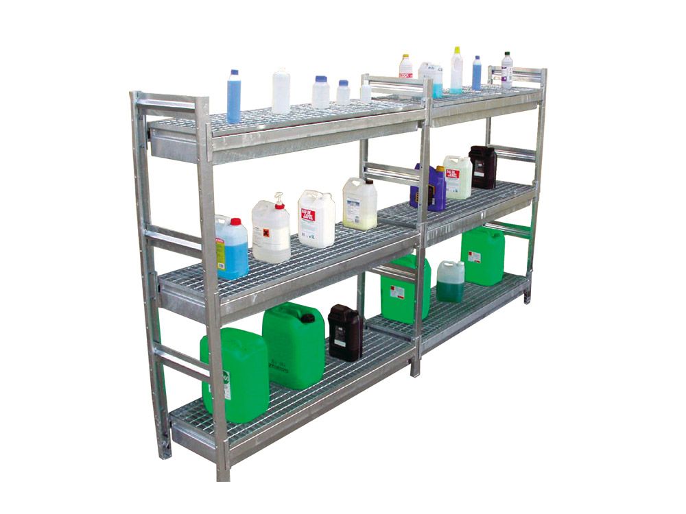 Étagère avec 3 bacs de rétention - acier galvanisé_2