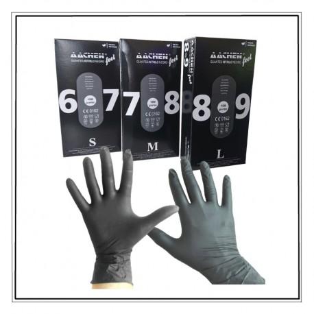 Gants nitrile noir non poudrés résistants - Taille L - Modes Lignes - Norme EN374-2_2