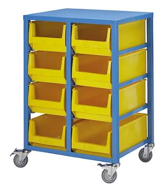 Chariot porte bac - frankel - bleu clair ral 5012, hauteur 1050 mm_2