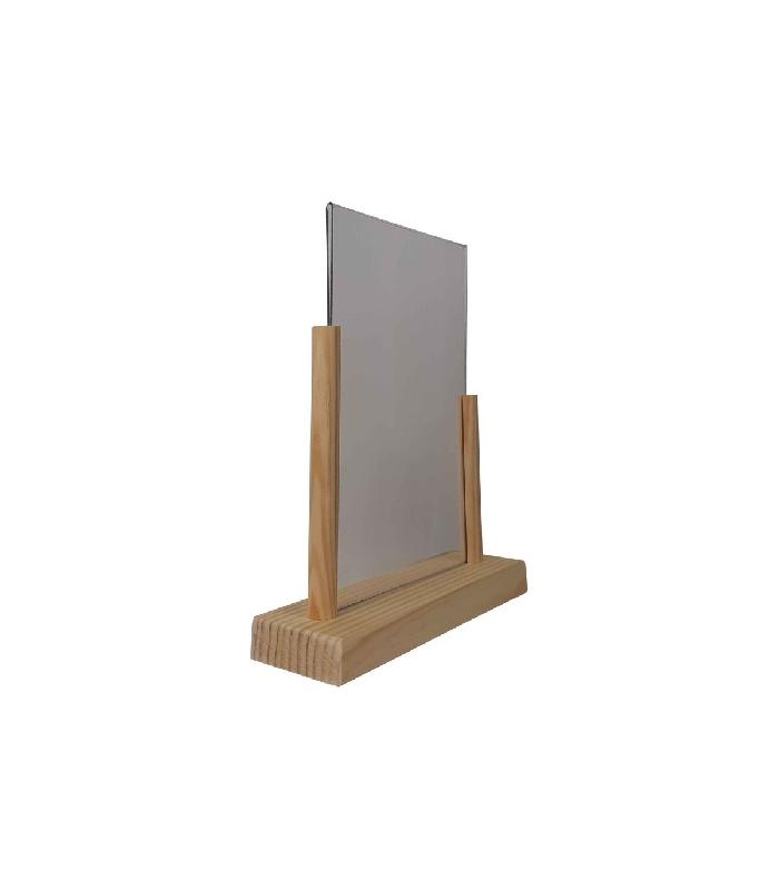 Porte menu de table en bois brut avec plexi format A5 - Lot de 2 - Fabrication française - Référence : LSTF56BRUT-PLEXI_2
