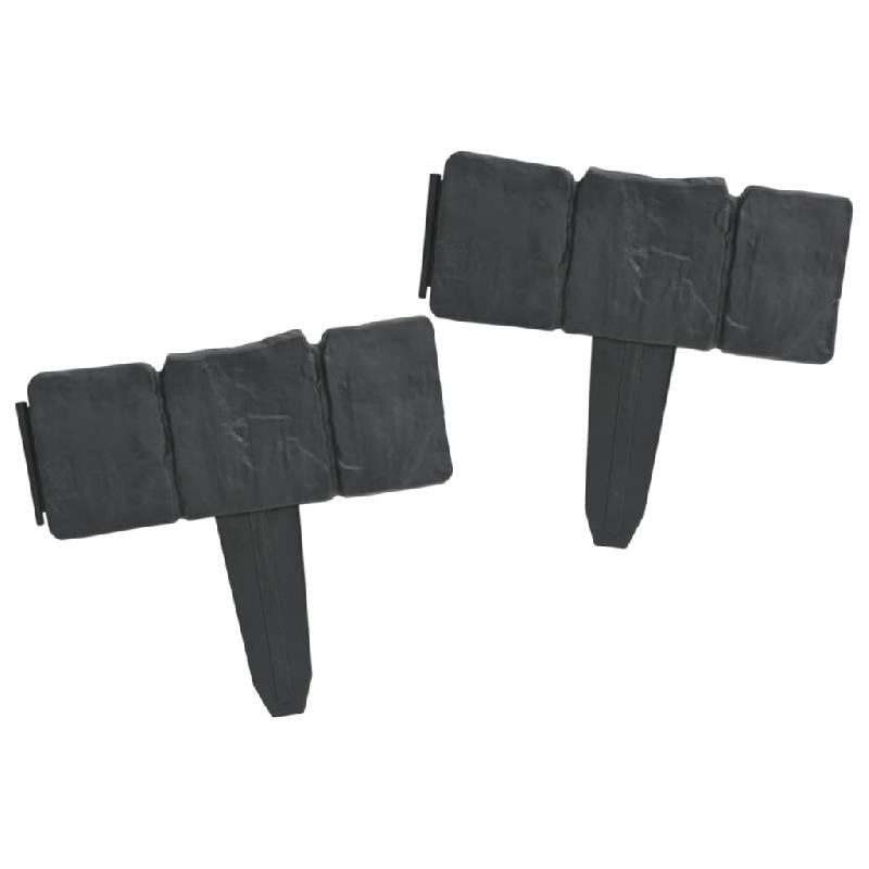 Vidaxl clôture de jardin/pelouse plastique aspect de pierre 41 pcs 10m 40917_2