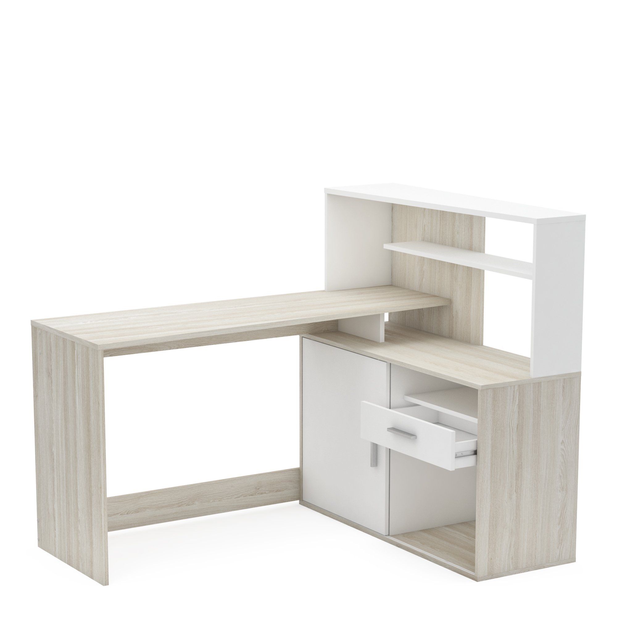 Mobilier de bureau moderne avec espace pour imprimante et fournitures