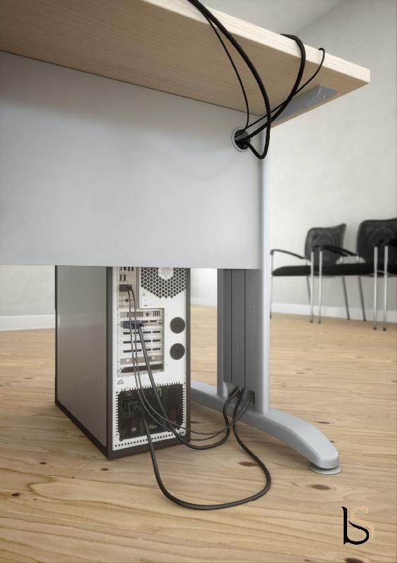 Bureau convivial Tono avec retour et ½ lune - Mobel Linea - Acacia clair, Droite_2