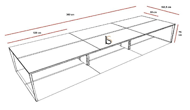 Bureau bench 6 personnes X5 - Officity. - Blanc, Wenge, 360_2