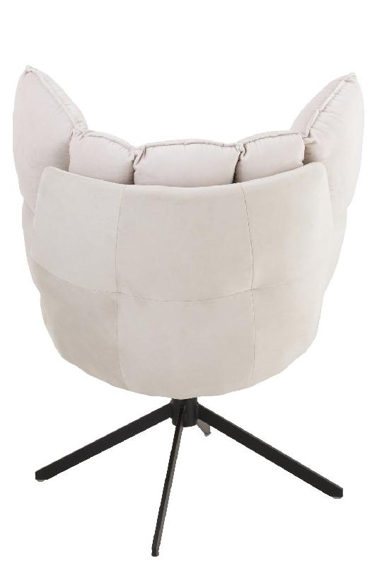 Fauteuil relax pivotant Pietra - tissu écru - design contemporain avec piètement étoile en métal noir_2