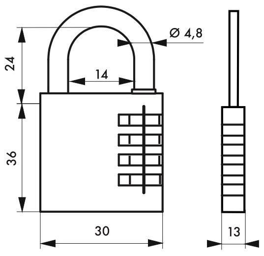 Cadenas à clé RB 30 mm - corps laiton monobloc - anse acier nickelé - 10 000 combinaisons possibles - Thirard_2