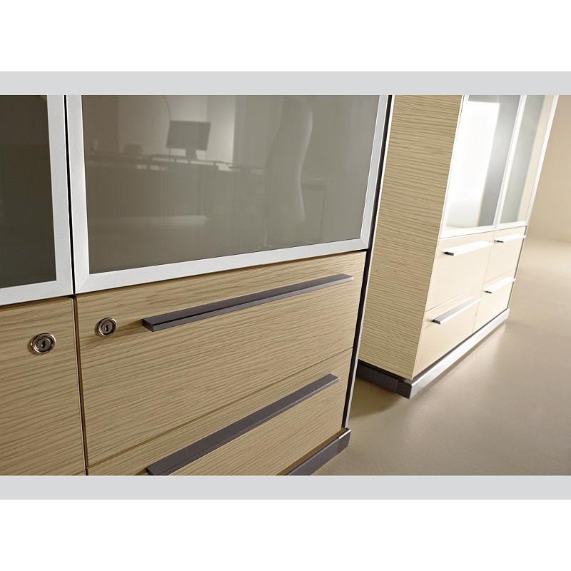 Bureau de direction EOS avec retour rangement - LAS - L 200/220/240 x 195 cm - Finition bois ou verre_2