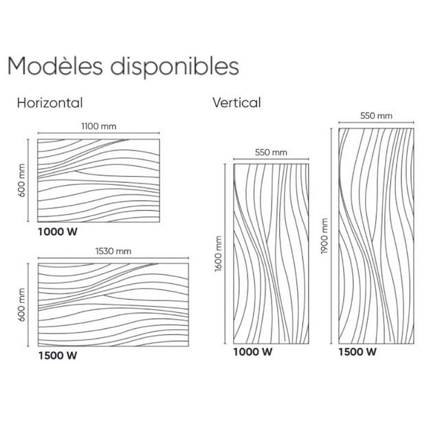 Radiateur connecté Irisium horizontal 1500W blanc carat - Atlantic - 603115_2