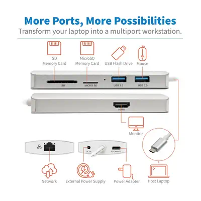 Tripp Lite U442-DOCK11-S station d'accueil USB 3.2 Gen 2 (3.1 Gen 2) Type-C Argent_2