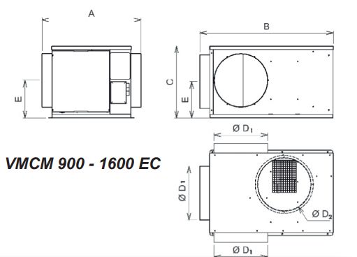 Vmcm 600 à 1600 ec - caisson de ventilation - piair2 - extraction agréé 400°c-1/2 h_2