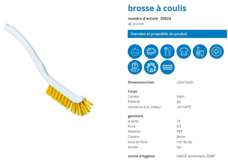 Brosse a rainure plate alimentaire fibre jaune (83924)_2