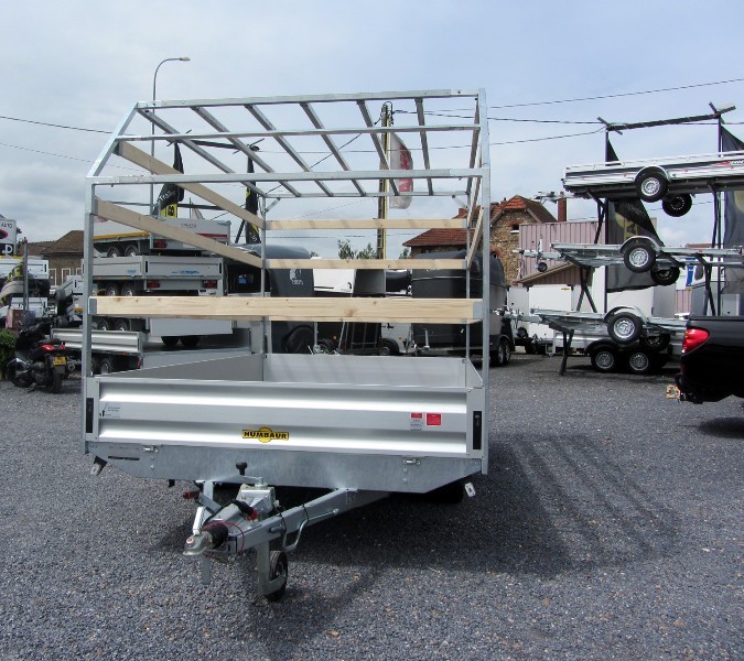 Remorque plateau - Humbaur HT 304118 - 2 essieux, roues dessous, ridelles alu, dimensions 4100x1850 mm_2