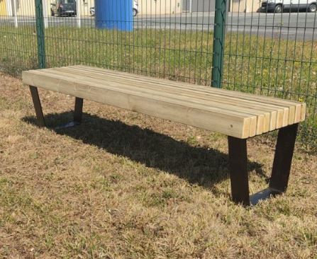 Banquette City en bois - Pieds en acier noir satiné - 2m de long - Mobilier urbain_2