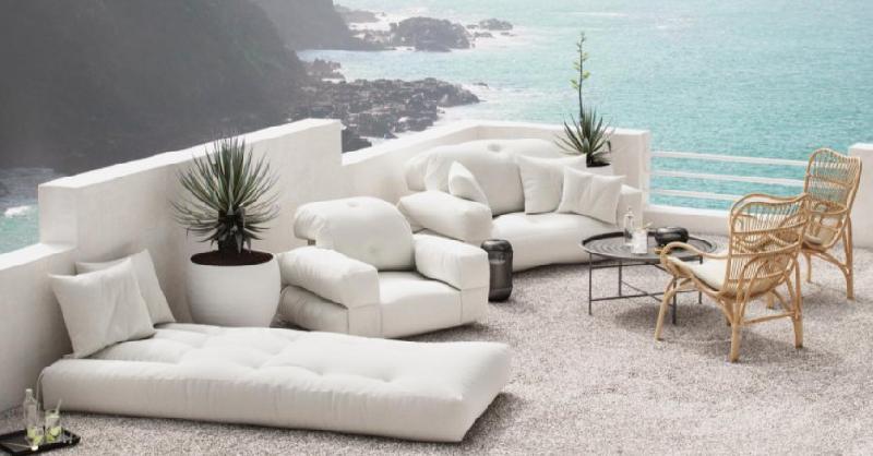 Fauteuil extérieur transformable HIPPO OUT - couleur blanc - modulable en matelas 1 place - design scandinave_2