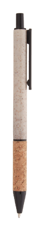 Stylo bille écologique en plastique paille de blé - grip en liège naturel - encre bleue_2