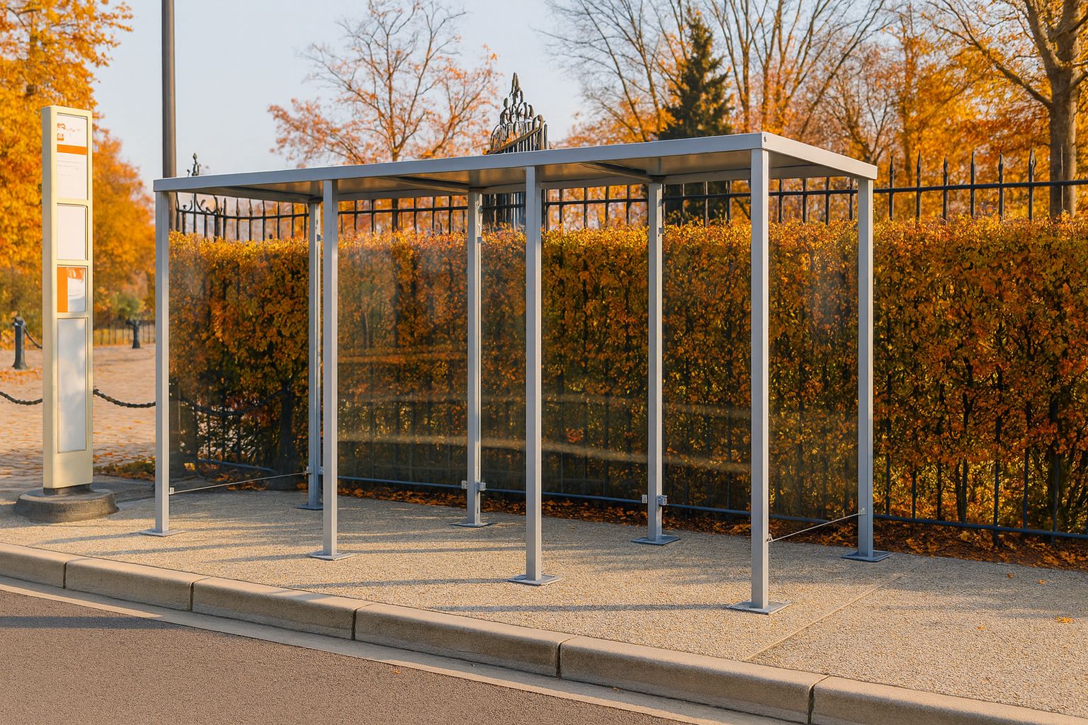 Abri bus Medium - Modulaire et personnalisable avec bois, verre et métal_1