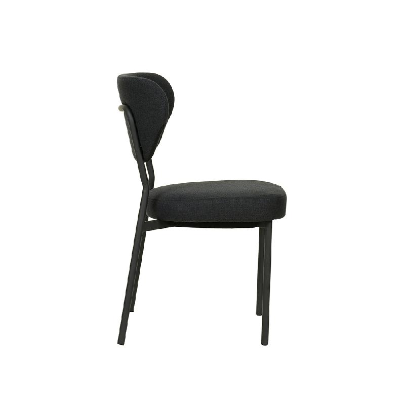 Duko - Chaise empilable en tissu noir_2