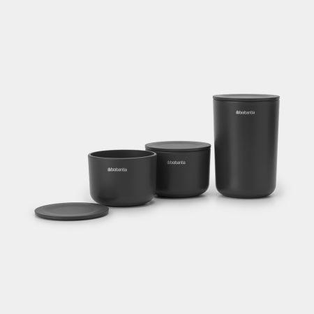 Pots de stockage -Kit de 3 - Dark Grey - Ensemble de 3 Pots de Rangement Brabantia ReNew pour épingles à cheveux, boucles d'oreilles et cotons-tiges_2