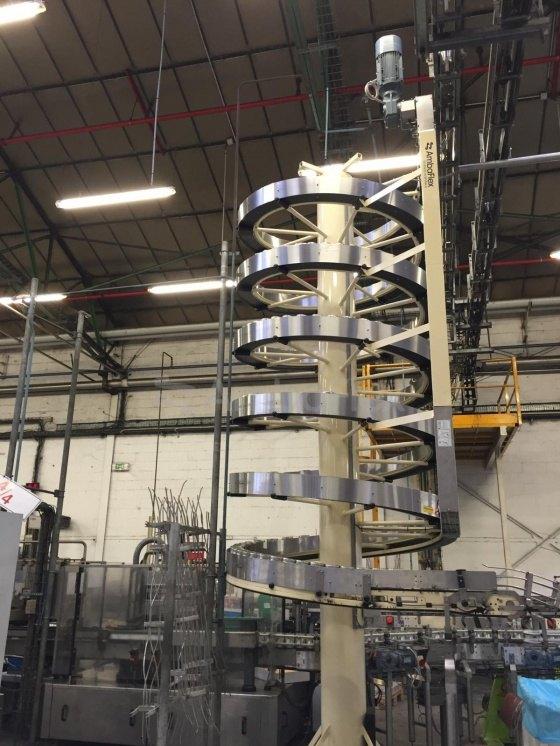 SpiralVeyor SVs - Convoyeur hélicoïdal compact à tapis étroit pour petits packs et liquides_2