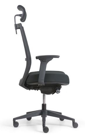 Fauteuil ergonomique Ergo - mécanisme synchrone, soutien lombaire réglable, accoudoirs et têtière ajustables, dossier en résille noire_3