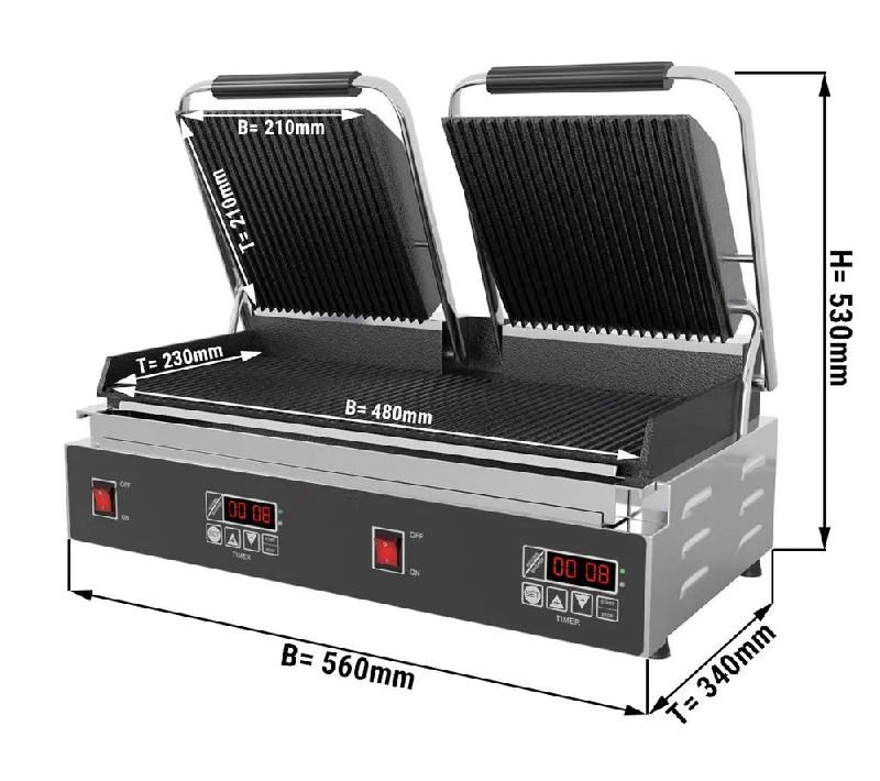 Machine à panini double - fonction digital - rainuré en haut et en bas (gril à panini électrique)_2